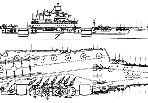 Авианосец СССР Admiral Kuznetsov [Aircraft Carrier] - чертежи, габариты, рисунки